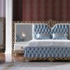 Wooden & Velvet Luxury King Size Bed