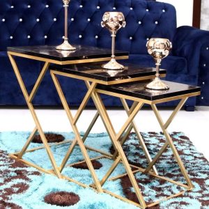 Antique Brass Iron Table with Wooden Top TBI01003