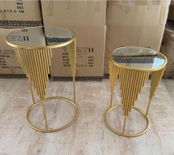 Antique Brass Iron Table with Wooden Top TBI010034