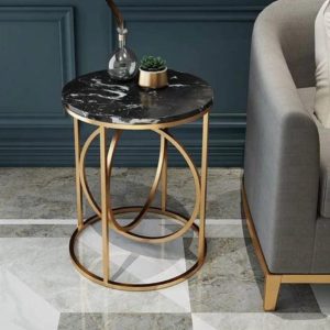 Antique Brass Iron Table with Wooden Top TBI010036