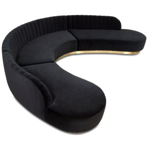 Black velvet U shape sofa