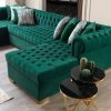 Eleanor green velvet double chaise U shape sectional sofa