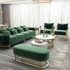 Green velvet Luxury couch 4 seater and two chairs with stool