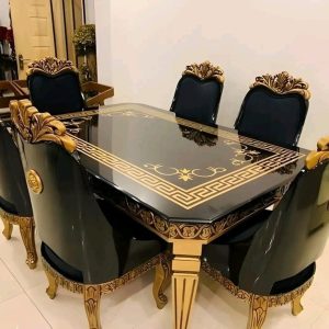 Latest modern dining table in black and golden