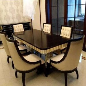 Luxury wooden dining table with 6 chairs