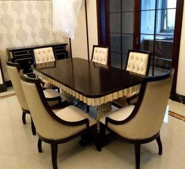 Luxury wooden dining table with 6 chairs