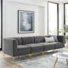 Triumph channel tufted performance velvet 4 seater sofa