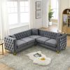 Velvet chesterfield corner sofa L shape sectional couch