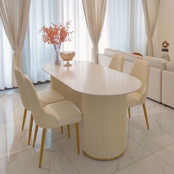 White dining table for 4